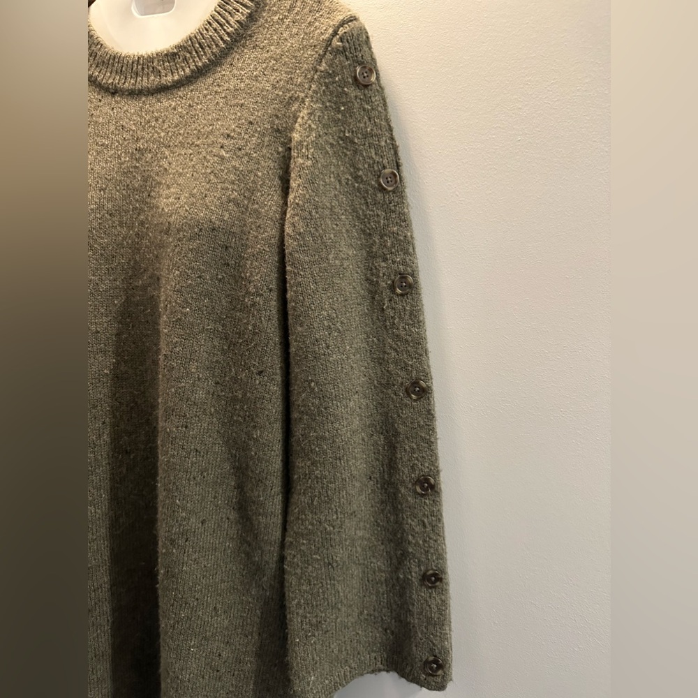 Madewell Donagal Sweater dress button sleeves olive green size medium - Picture 3 of 12